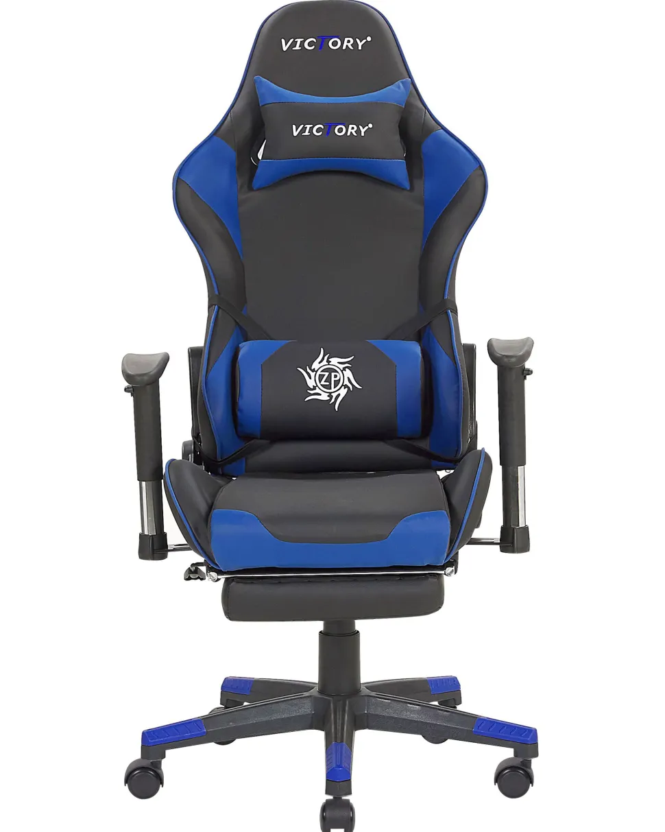 Burostuhl Schwarz / Blau Hohenverstellbar Mit Fusstutze Victory