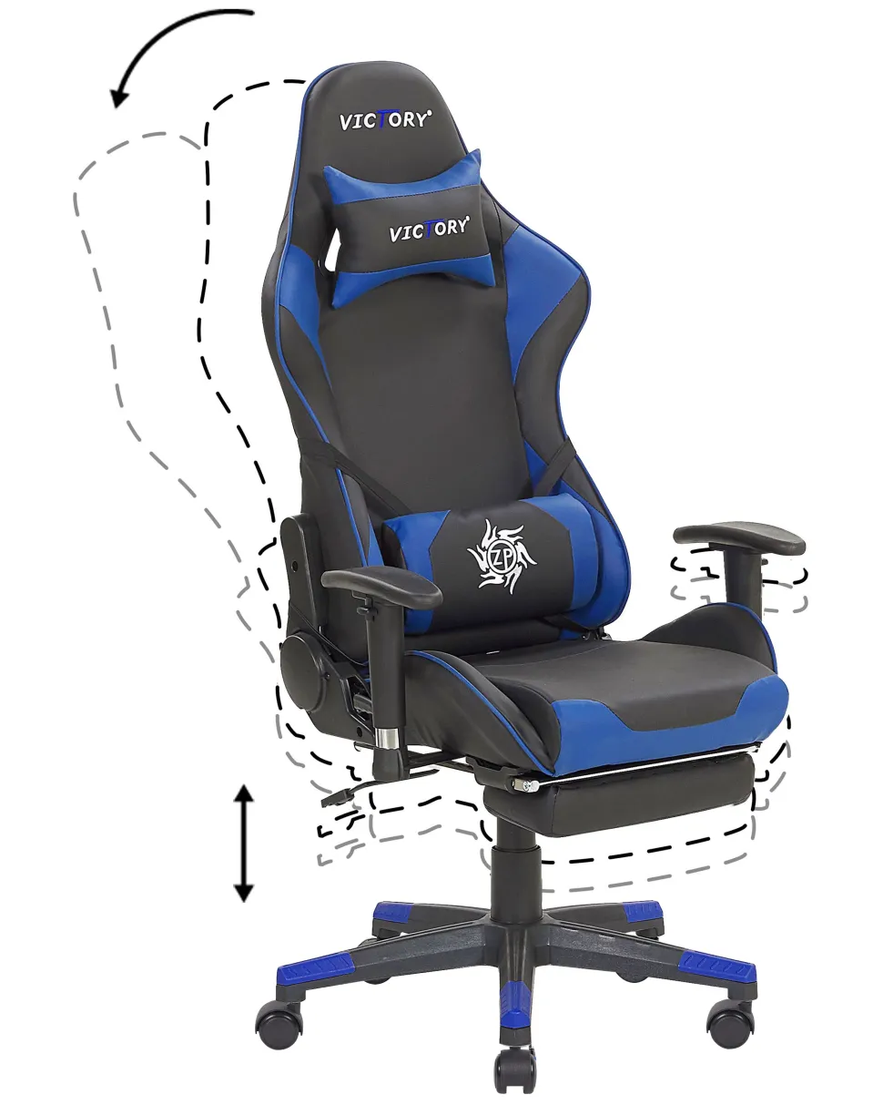 Burostuhl Schwarz / Blau Hohenverstellbar Mit Fusstutze Victory