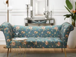 Chaise Lounge Floral Pattern Blue Nantilly
