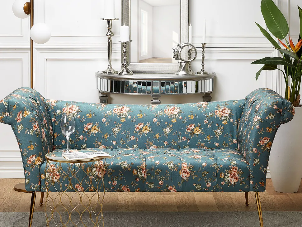 Chaise Lounge Floral Pattern Blue Nantilly