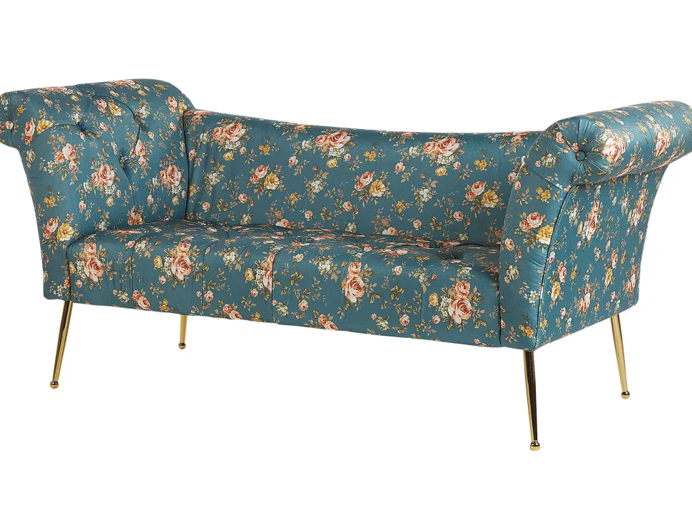 Chaise Lounge Floral Pattern Blue Nantilly