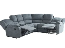 Corner Fabric Manual Recliner Sofa Grey Rokke