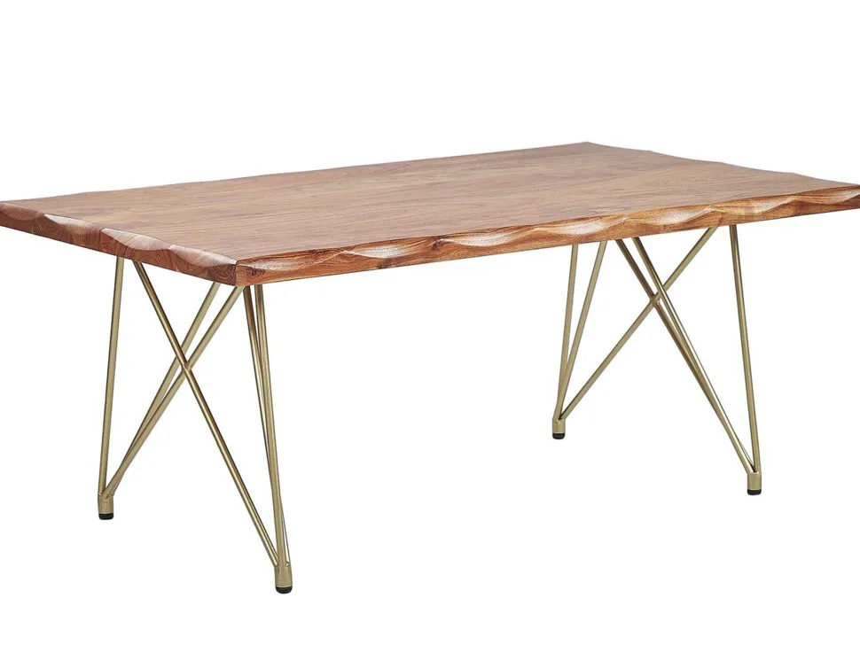 Couchtisch Akazienholz Hellbraun / Gold Rechteckig 70 X 120 Cm Raley