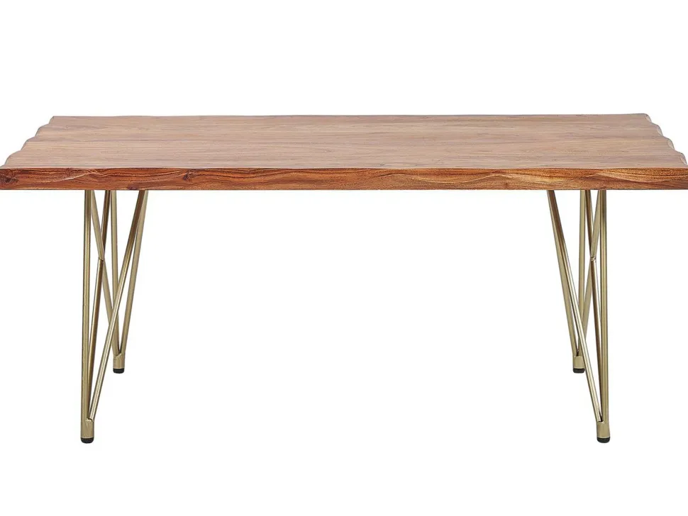 Couchtisch Akazienholz Hellbraun / Gold Rechteckig 70 X 120 Cm Raley