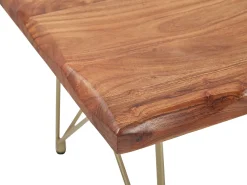 Couchtisch Akazienholz Hellbraun / Gold Rechteckig 70 X 120 Cm Raley
