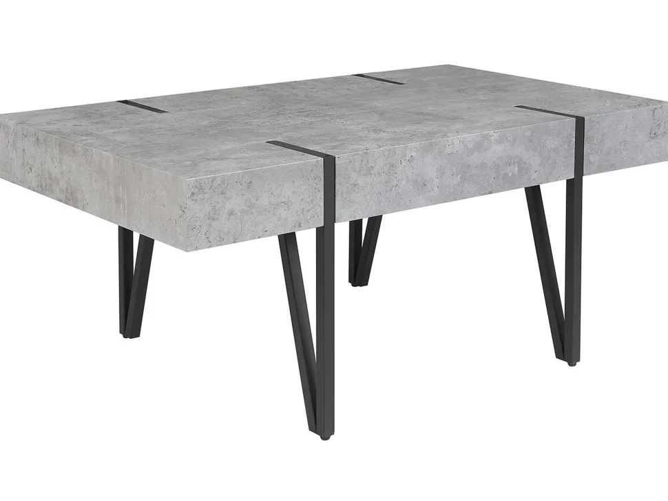 Couchtisch Betonoptik / Schwarz Rechteckig 60 X 100 Cm Adena