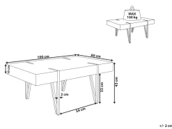Couchtisch Betonoptik / Schwarz Rechteckig 60 X 100 Cm Adena