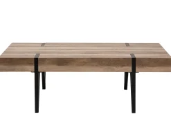 Couchtisch Brauner Holzfarbton / Schwarz Rechteckig 60 X 110 Cm Adena
