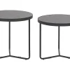 Couchtisch 2Er Set Betonoptik Grau / Schwarz Klein Und Mittelgros Rund Melody