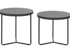Couchtisch 2Er Set Betonoptik Grau / Schwarz Klein Und Mittelgros Rund Melody