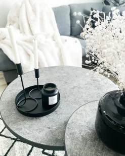 Couchtisch 2Er Set Betonoptik Grau / Schwarz Klein Und Mittelgros Rund Melody