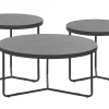 Couchtisch 3Er Set Betonoptik Grau / Schwarz Rund Melody