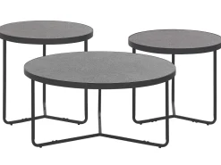 Couchtisch 3Er Set Betonoptik Grau / Schwarz Rund Melody