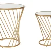 Couchtisch 2Er Set Glas / Metall Spiegeleffekt Gold Rund Twist