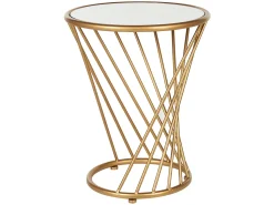 Couchtisch 2Er Set Glas / Metall Spiegeleffekt Gold Rund Twist
