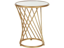 Couchtisch 2Er Set Glas / Metall Spiegeleffekt Gold Rund Twist