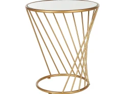 Couchtisch 2Er Set Glas / Metall Spiegeleffekt Gold Rund Twist