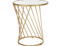 Couchtisch 2Er Set Glas / Metall Spiegeleffekt Gold Rund Twist