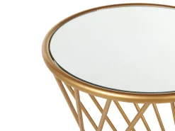 Couchtisch 2Er Set Glas / Metall Spiegeleffekt Gold Rund Twist