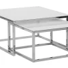 Couchtisch 2Er Set Glas Weis / Silber Quadratisch Brea