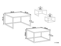 Couchtisch 2Er Set Glas Weis / Silber Quadratisch Brea