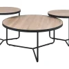Couchtisch 3Er Set Holzoptik Hellbraun / Schwarz Rund Melody