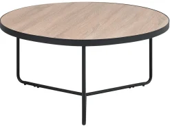 Couchtisch 3Er Set Holzoptik Hellbraun / Schwarz Rund Melody