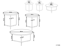 Couchtisch 3Er Set Holzoptik Hellbraun / Schwarz Rund Melody