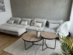 Couchtisch 3Er Set Holzoptik Hellbraun / Schwarz Rund Melody