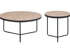 Couchtisch 2Er Set Holzoptik Hellbraun / Schwarz Gross Und Mittelgros Rund Melody