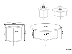 Couchtisch 2Er Set Holzoptik Hellbraun / Schwarz Gross Und Mittelgros Rund Melody