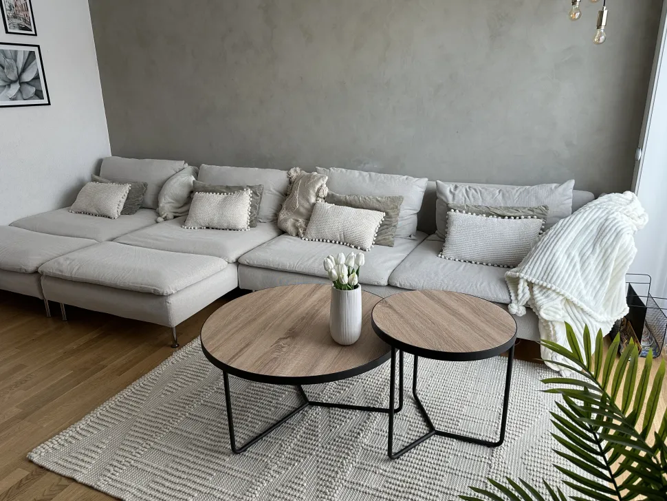 Couchtisch 2Er Set Holzoptik Hellbraun / Schwarz Gross Und Mittelgros Rund Melody