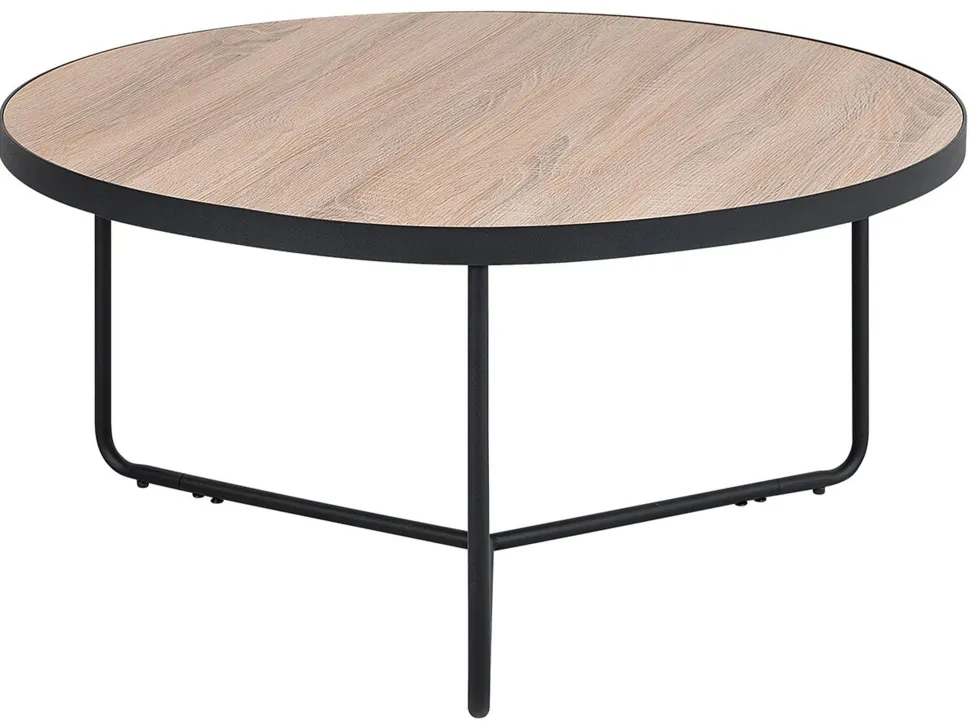 Couchtisch 2Er Set Holzoptik Hellbraun / Schwarz Gross Und Mittelgros Rund Melody