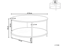 Couchtisch Glas / Metall Schwarz 70 Cm Birney