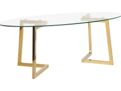 Couchtisch Glas Gold Oval Fresno