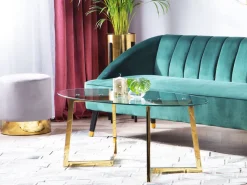 Couchtisch Glas Gold Oval Fresno