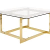 Couchtisch Glas Gold Quadratisch 80 X 80 Cm Crystal