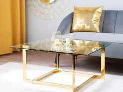 Couchtisch Glas Gold Quadratisch 80 X 80 Cm Crystal