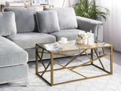 Couchtisch Glas Gold Rechteckig 50 X 100 Cm Orland