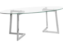 Couchtisch Glas Silber Oval Fresno