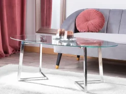 Couchtisch Glas Silber Oval Fresno