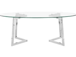 Couchtisch Glas Silber Oval Fresno