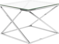 Couchtisch Glas Silber Quadratisch 60 X 60 Cm Beverly