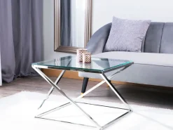 Couchtisch Glas Silber Quadratisch 60 X 60 Cm Beverly