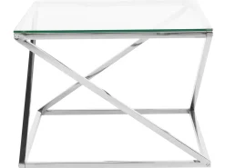 Couchtisch Glas Silber Quadratisch 60 X 60 Cm Beverly