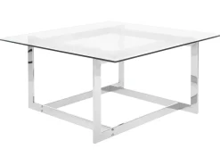 Couchtisch Glas Silber Quadratisch 80 X 80 Cm Crystal