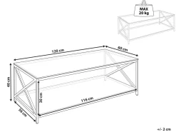 Couchtisch Glas Silber Rechteckig 60 X 120 Cm Audet