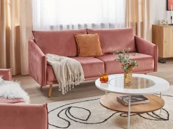 Couchtisch Glas Weis / Heller Holzfarbton 80 Cm Chico