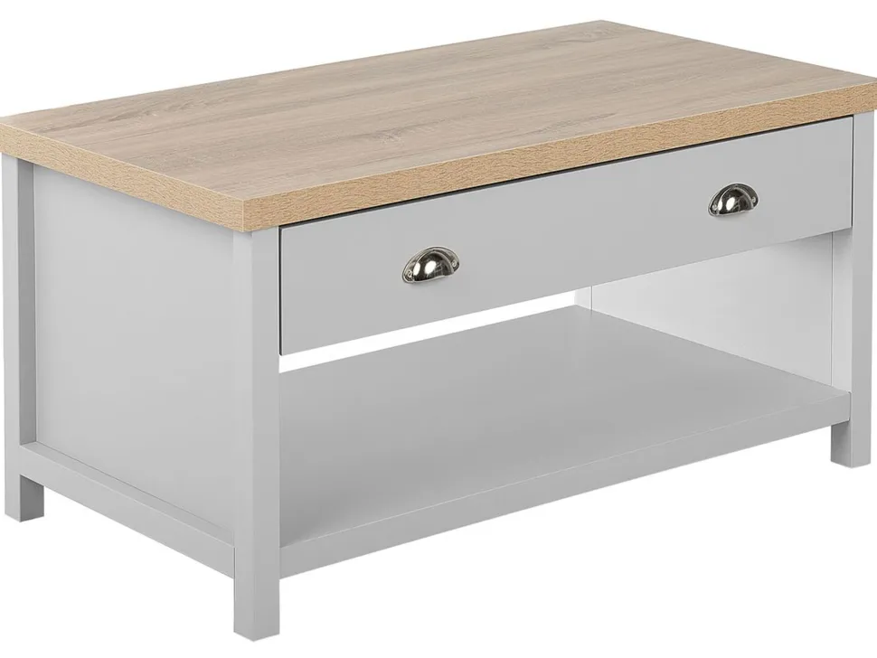 Couchtisch Grau / Heller Holzfarbton Rechteckig Clio