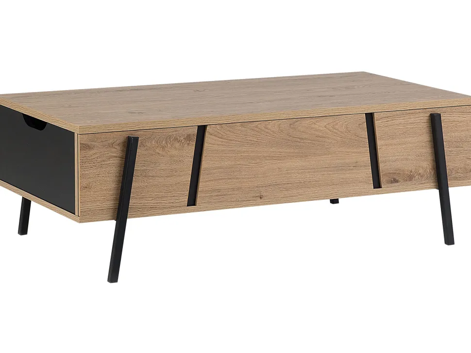 Couchtisch Heller Holzfarbton / Schwarz Rechteckig Blackpool